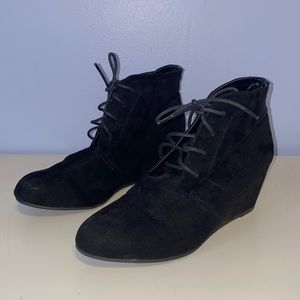 Black Lace Up Ankle Heel Booties Size 8